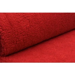 Tkanina futerkowa MINKY BARANEK czerwony  długość włosa 8mm,  szerokośc tkaniny 160 cm, grubość 9mm
