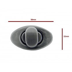 Zamek  38x22  OWAL motyl.  ciemny nikiel do torebek