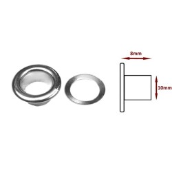 Oczka z podkładką   11/8 mm nikiel .